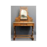 An antique pitch pine wash stand & mirror, 37.5in