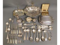 A quantity of silver plated ware including a turee