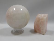 A large polished rose quartz sphere 5.5in diameter