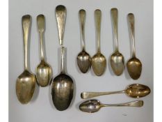 A quantity of Georgian silver spoons, one a/f, 193