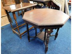 A mahogany octagonal table, 27in diameter x 25.5in