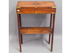 An antique work table with brass fittings a/f, 19.