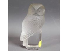 A Lalique crystal owl paperweight, 3.75in tall