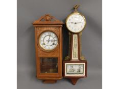 Two modern wall clocks, tallest 25in