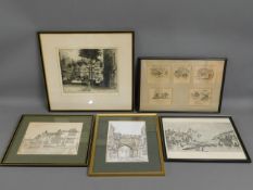 A 1919 A. E. Howarth signed etching, a framed seri