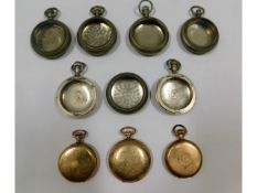 Ten pocket watch cases including Keystone