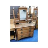 A satinwood dressing table with three drawers, 37i