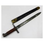 An Italian model 1891 bayonet & scabbard, 16in long