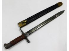 An Italian model 1891 bayonet & scabbard, 16in long