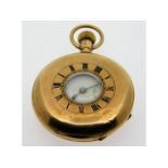 A 9ct Chester gold half hunter pocket watch by Thomas Russell & Son, Liverpool, glass loose, small d