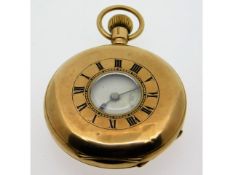 A 9ct Chester gold half hunter pocket watch by Thomas Russell & Son, Liverpool, glass loose, small d