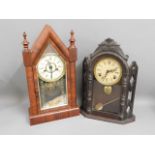 Two mantle clocks, one by New Haven Clock Co. 21in