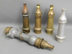 Five vintage fire hose attachments