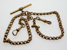 A 9ct gold Albert watch chain, 21.7g, 16.5in long
