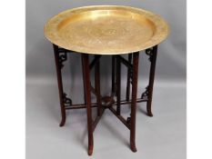 A c.1900 Chinese hardwood 'Benares' style table wi