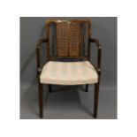 A French style cane back chair, 31in high to back