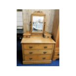 A satinwood dressing table with drawers, 35.5in wi