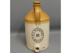 A C. J. Hughes Bath stoneware flagon, chipped, 17i