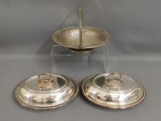 Two silver plated tureens with covers twinned with