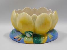 A Clarice Cliff pottery lily pad, 9in wide x 4.75i