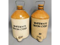 Two Whiteways Devon Cider stoneware flagons with t