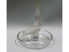 A Lalique crystal pheasant ring dish, 4in tall