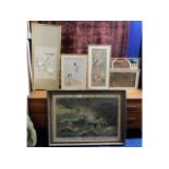 An ornately framed large Victorian print titled "L