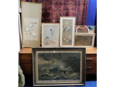 An ornately framed large Victorian print titled "L