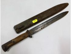 A German Luneschloss Solingen bayonet & scabbard, 15in long