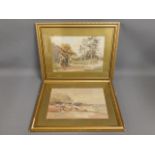 A pair of land & coastal watercolours signed Alfre