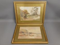 A pair of land & coastal watercolours signed Alfre