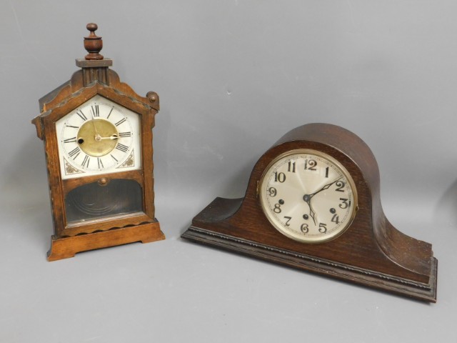 Two mantle clocks, tallest 15in