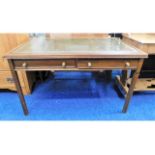 A mahogany two drawer writing table, 48in wide x 2