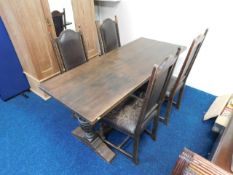 A 19thC. dining table with carved oak baluster ped