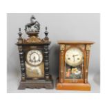 Two Chinese mantle clocks, tallest 24in