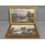 A pair of Victorian landscape oil paintings by W.