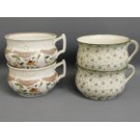 Four decorative chamber pots including two by Doul