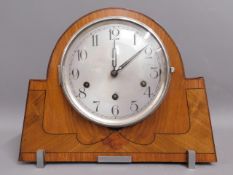 An art deco chiming mantle clock by Haller, 9.25in