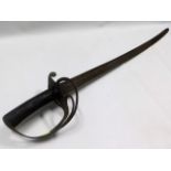 A sword with leather handle & stamped with "crown 22", 40.75in long