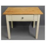 A pine farmhouse type table with drawer, 39in wide