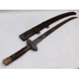 A Chinese sword with wooden handle & scabbard, 36in long