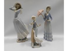 Three Lladro figures, tallest 13.75in