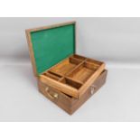 An oak collectors box with brass handles, 17in x 1