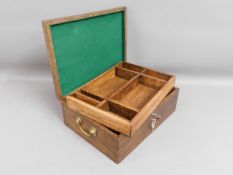 An oak collectors box with brass handles, 17in x 1