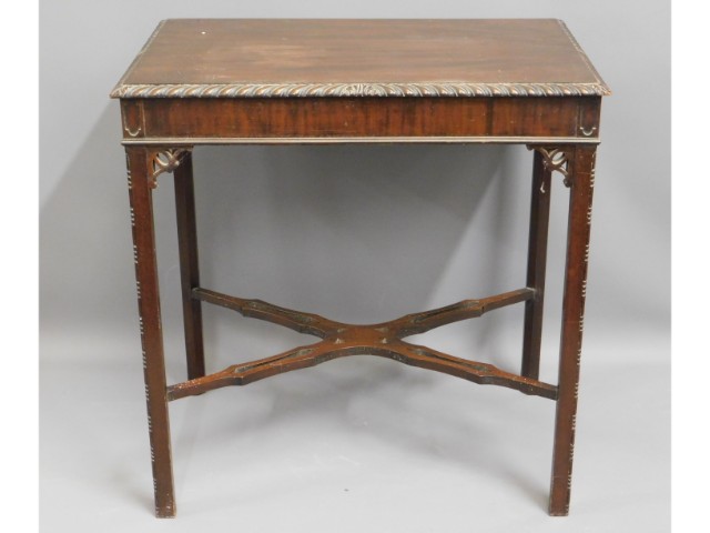 A mahogany side table with piecrust edge, 28in hig