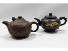 Two Japanese Yixing clay teapots