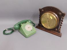 A barley twist oak barometer twinned with a 1970's