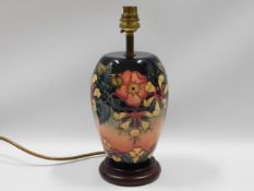 A Moorcroft pottery lamp, 11in high inclusive