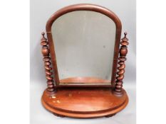 A Victorian mahogany dressing mirror with barley t