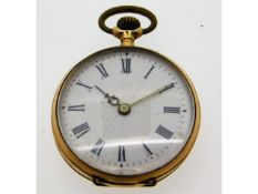 A 14ct gold pocket watch, case badly a/f, 20.1g